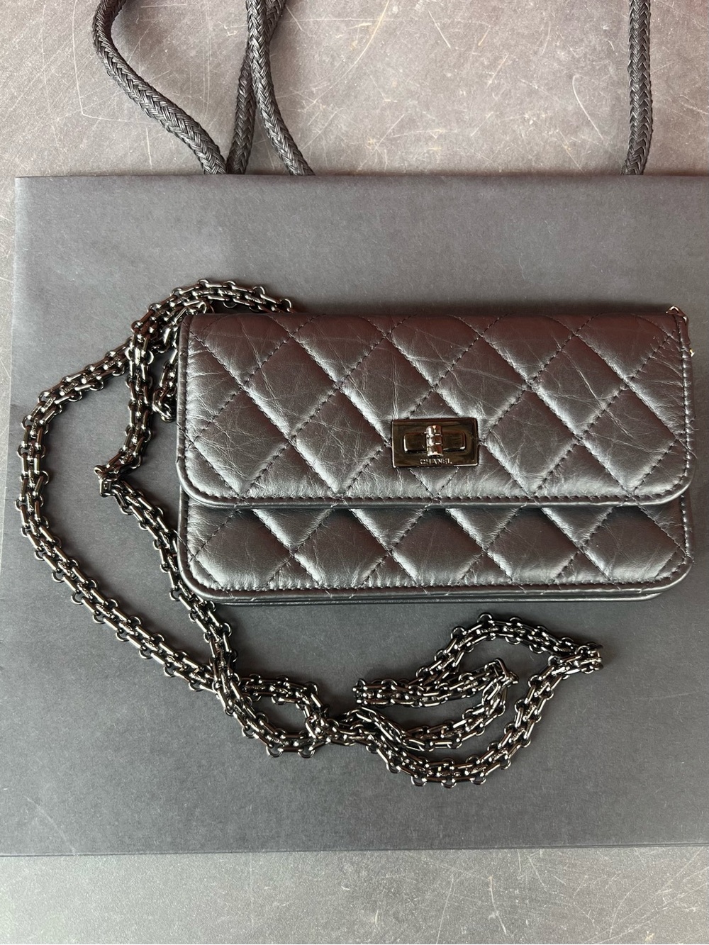 CHANEL 2.55 Phone Holder So Black Crossbody